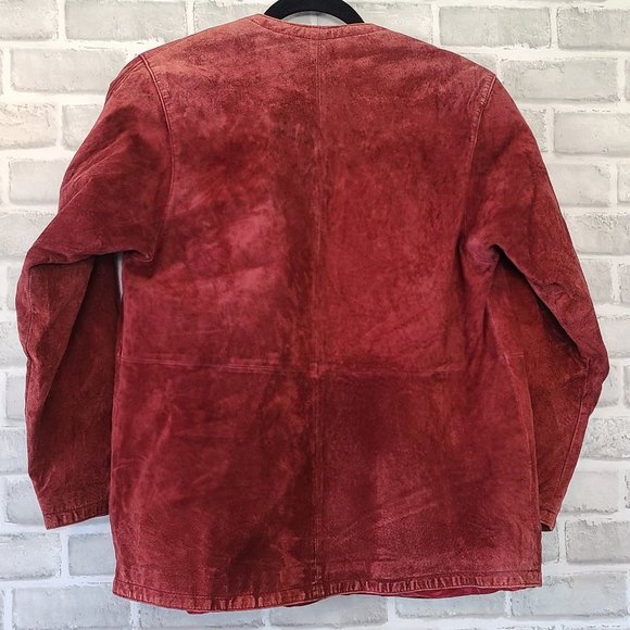 Vintage Onde Red Leather Womens Jacket Open Front Size 8 - Picture 2 of 8